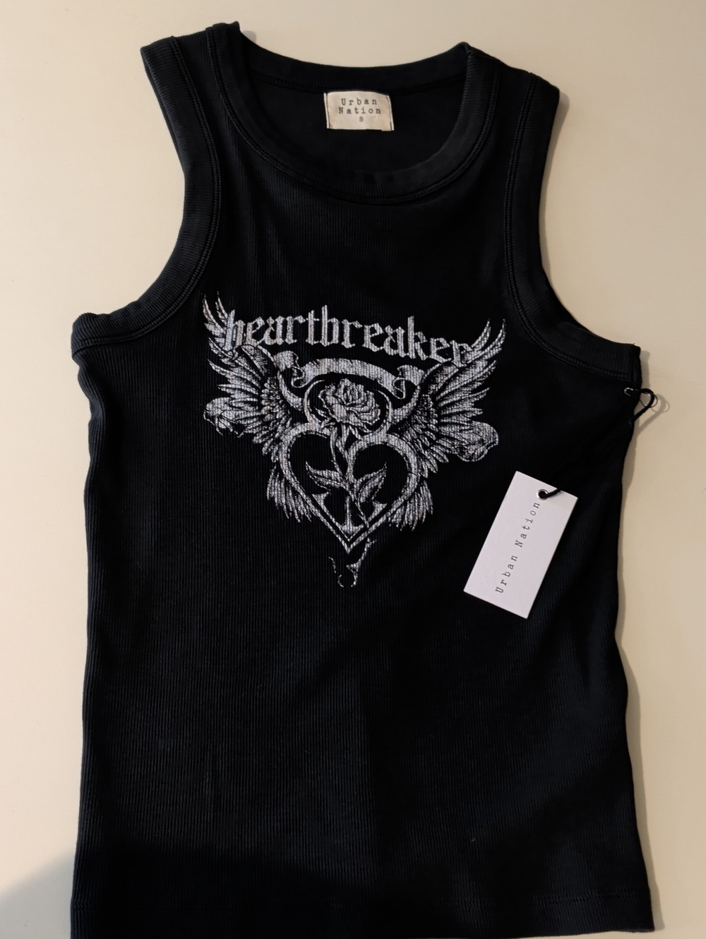Woman' Black 'Heartbreaker' Graphic Tank Top Size S